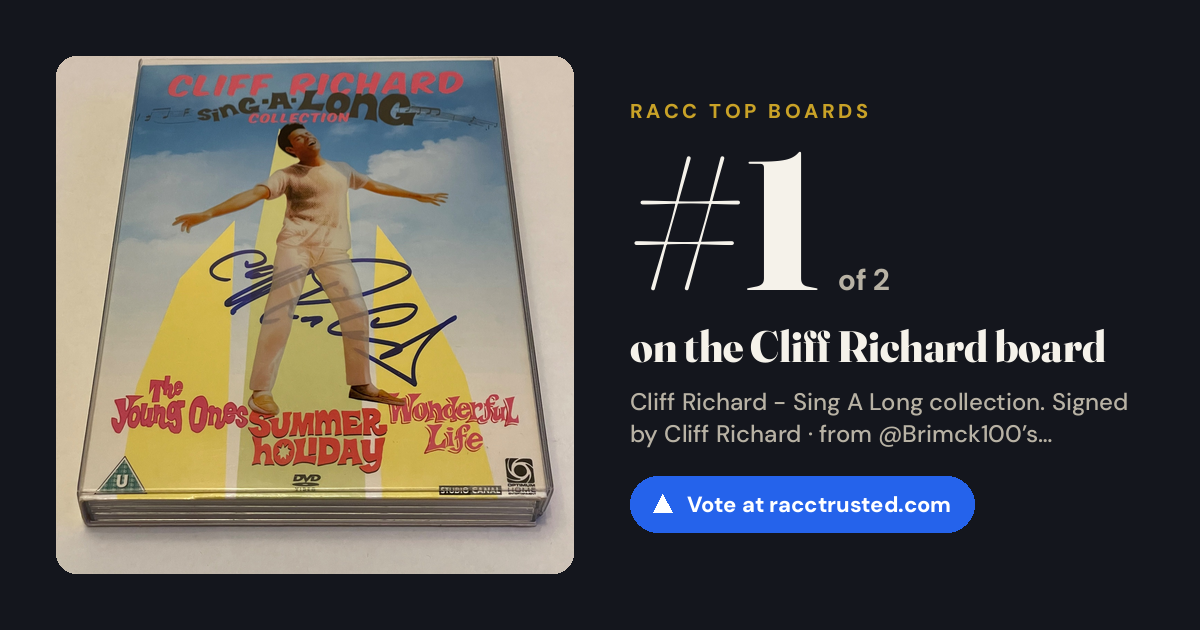 Share card: #1 of 2 on the Cliff Richard board