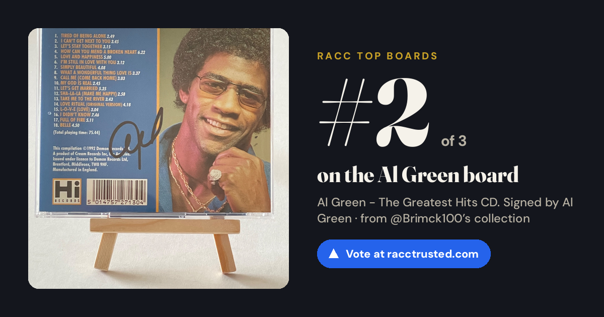 Share card: #2 of 3 on the Al Green board
