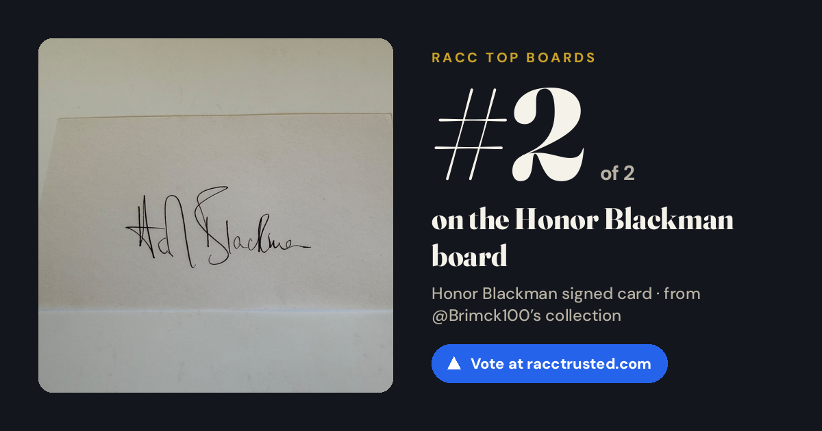 Share card: #2 of 2 on the Honor Blackman board