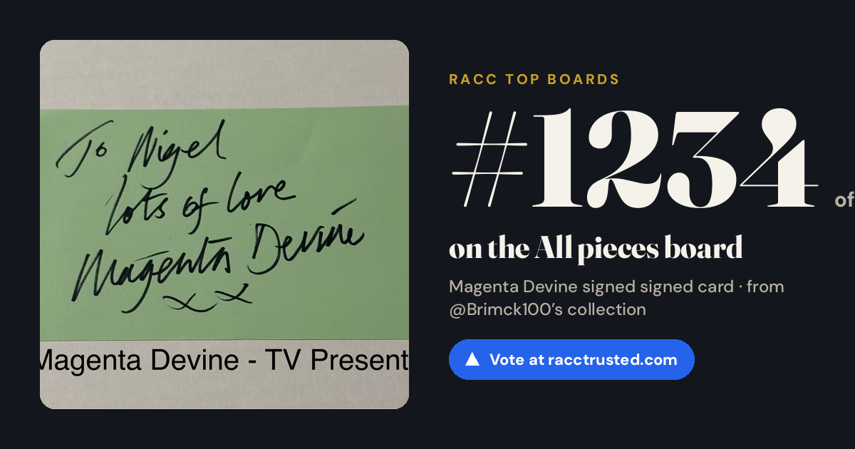 Share card: #1234 of 1334 on the All pieces board