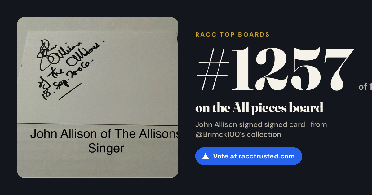 Share card: #1257 of 1334 on the All pieces board