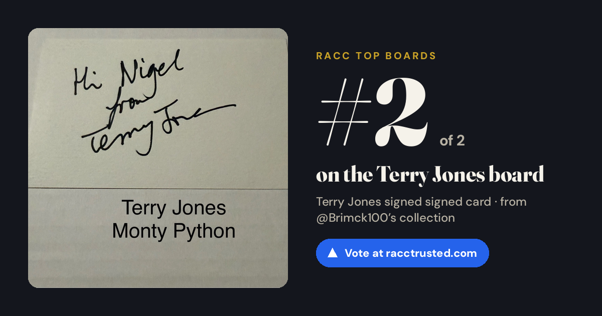 Share card: #2 of 2 on the Terry Jones board