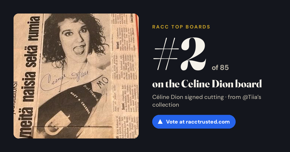 Share card: #2 of 78 on the Celine Dion board
