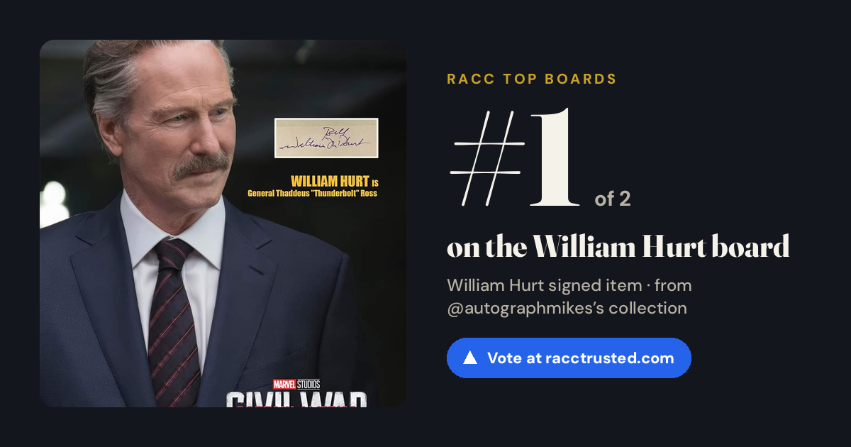 Share card: #1 of 2 on the William Hurt board