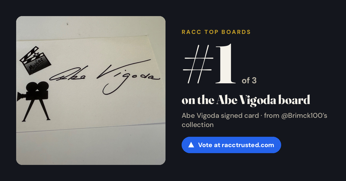 Share card: #1 of 3 on the Abe Vigoda board