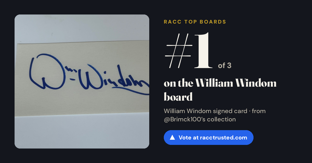 Share card: #1 of 3 on the William Windom board