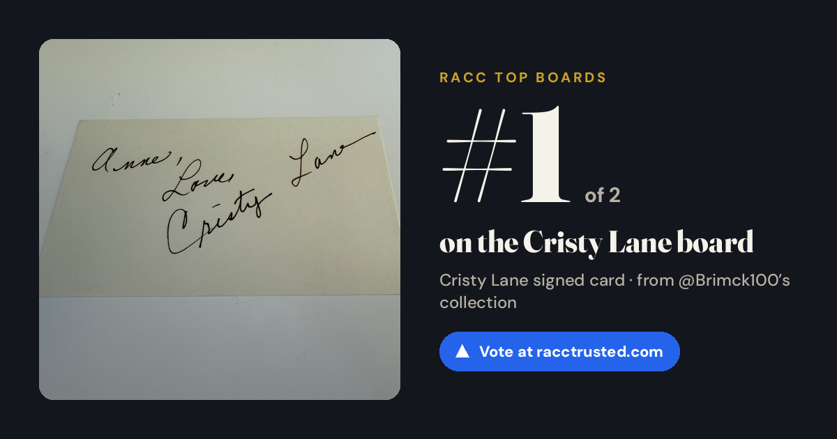 Share card: #1 of 2 on the Cristy Lane board