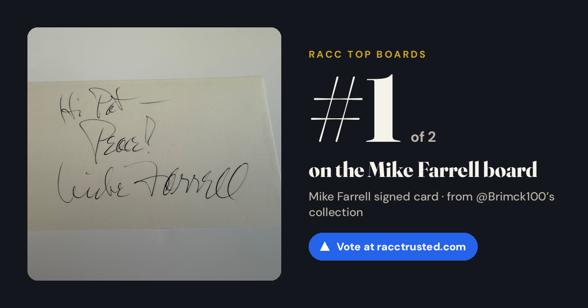 Share card: #1 of 2 on the Mike Farrell board