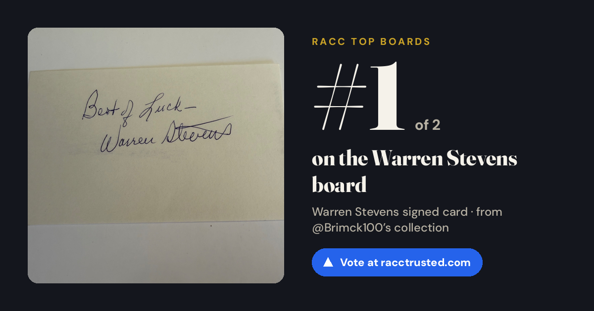 Share card: #1 of 2 on the Warren Stevens board