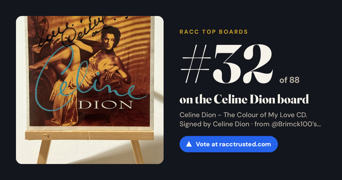 Share card: #32 of 88 on the Celine Dion board