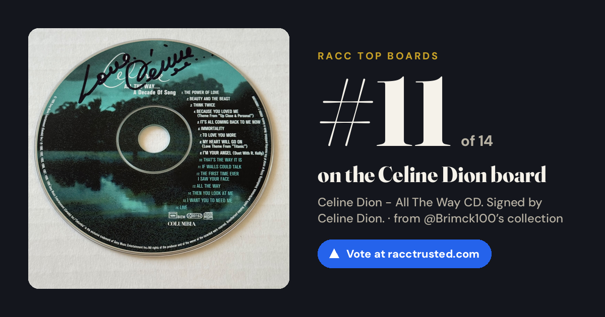 Share card: #11 of 14 on the Celine Dion board