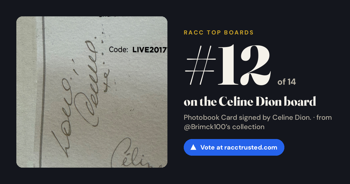 Share card: #12 of 14 on the Celine Dion board