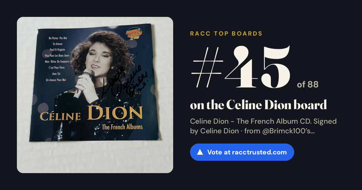 Share card: #45 of 88 on the Celine Dion board