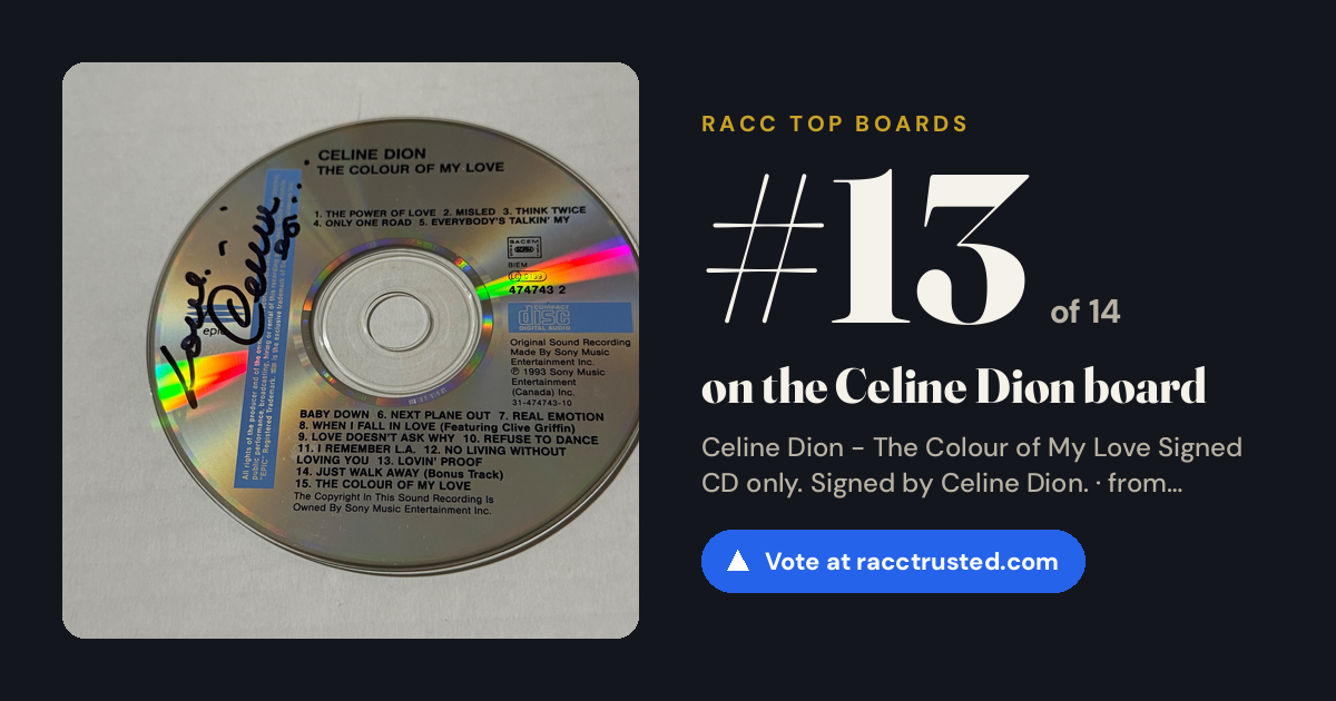 Share card: #13 of 14 on the Celine Dion board