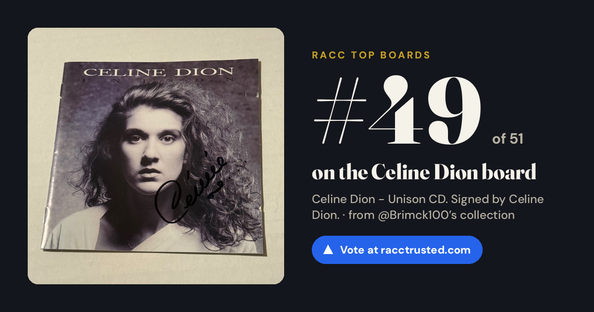 Share card: #49 of 51 on the Celine Dion board