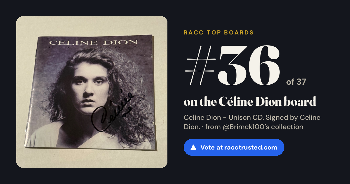 Share card: #36 of 37 on the Céline Dion board