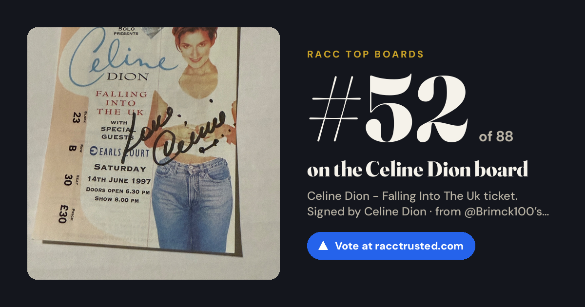 Share card: #52 of 88 on the Celine Dion board