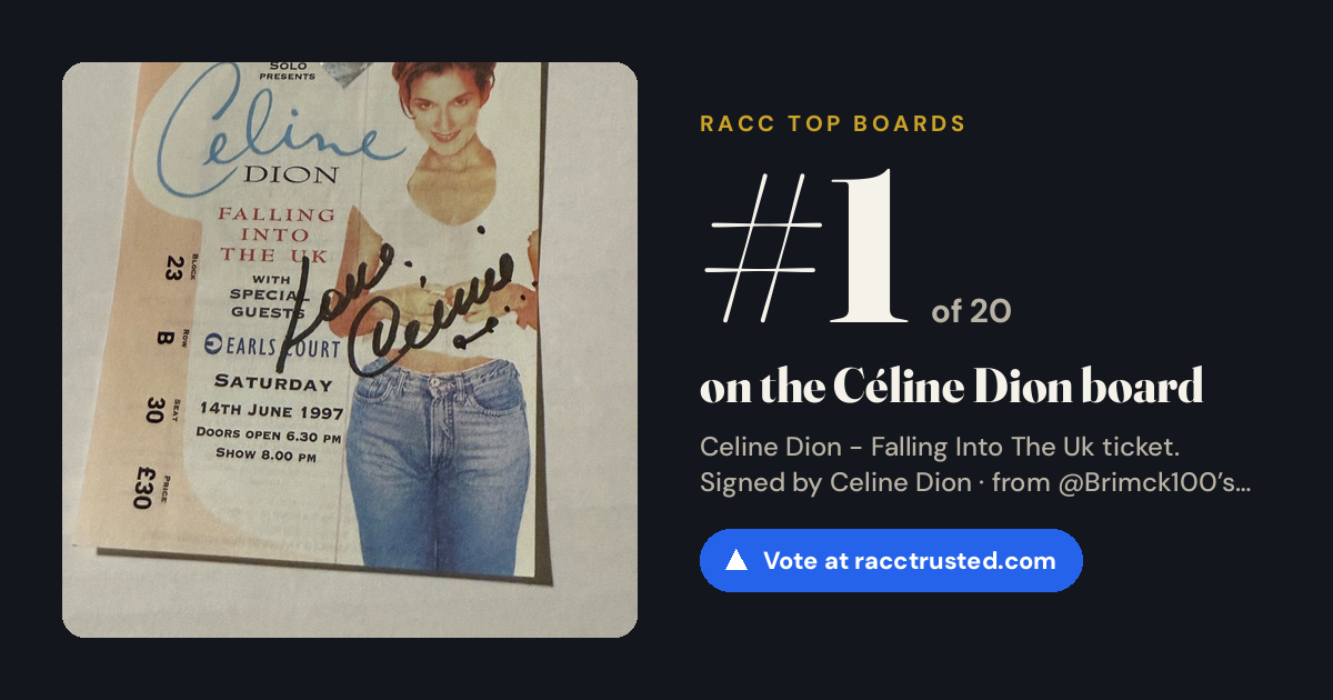 Share card: #1 of 20 on the Céline Dion board