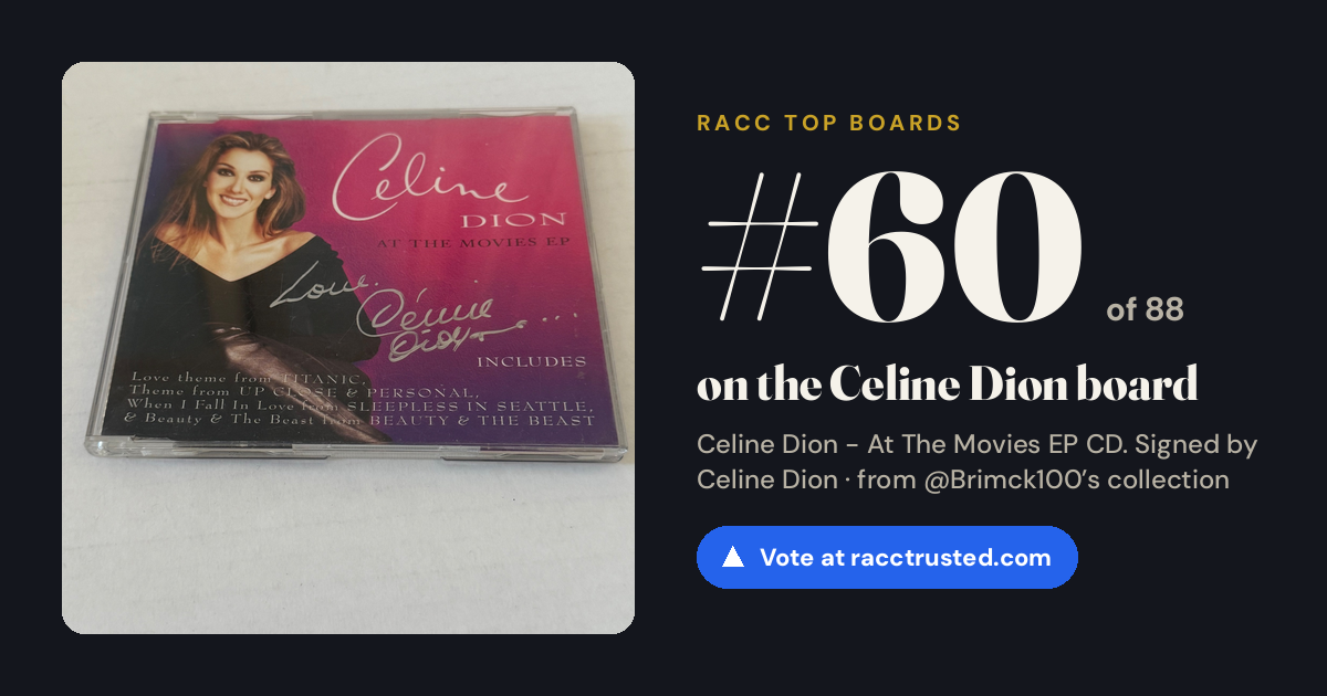 Share card: #60 of 88 on the Celine Dion board
