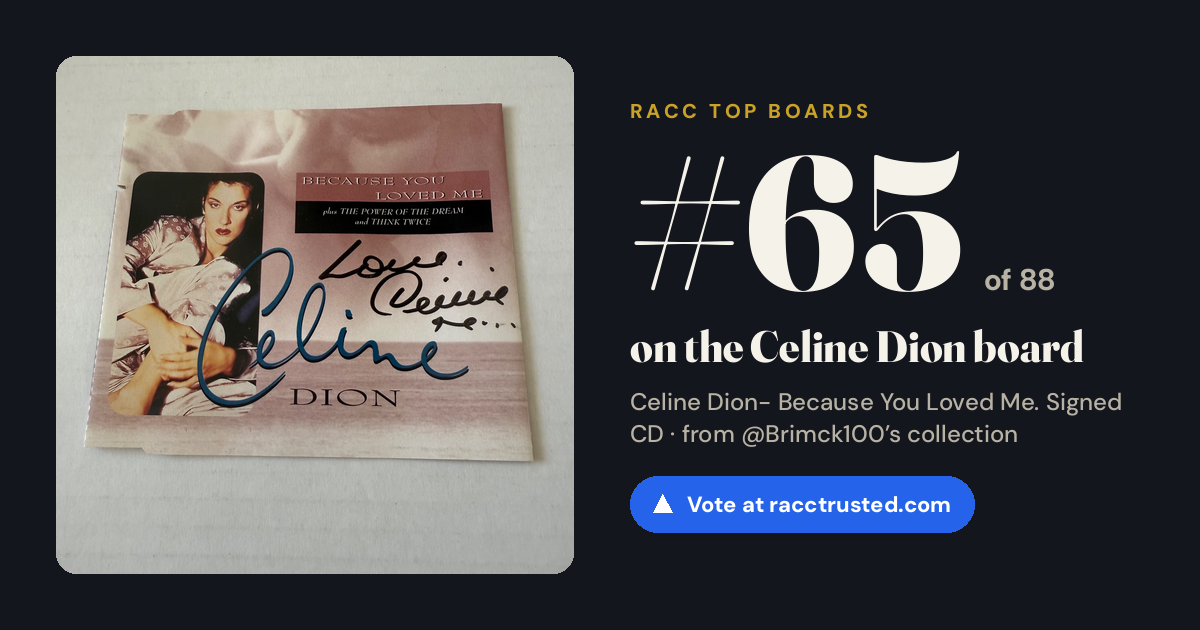 Share card: #65 of 88 on the Celine Dion board