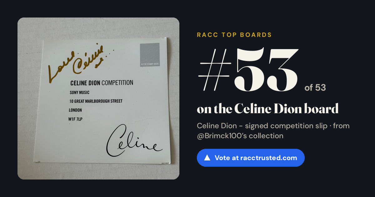Share card: #53 of 53 on the Celine Dion board