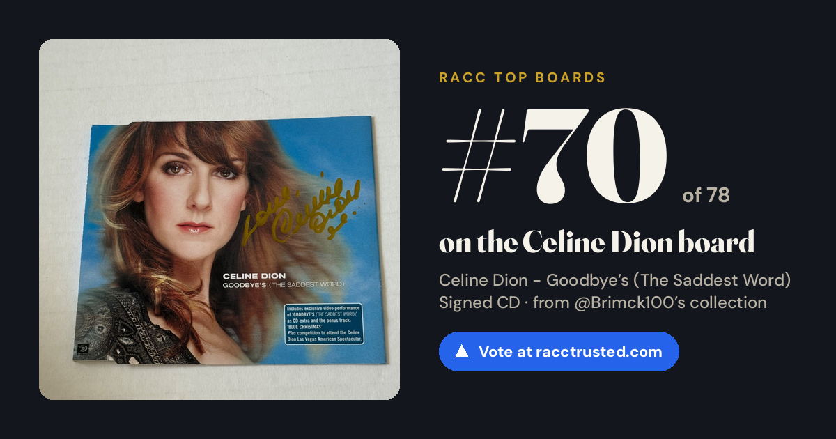 Share card: #70 of 78 on the Celine Dion board