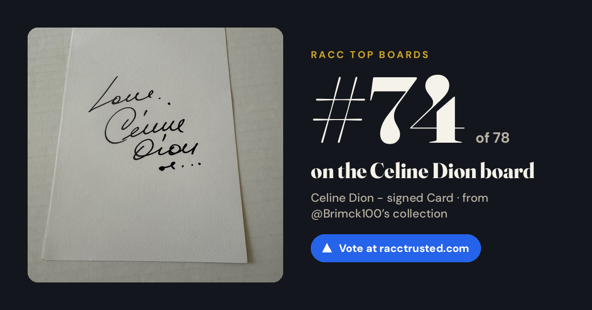 Share card: #54 of 54 on the Celine Dion board