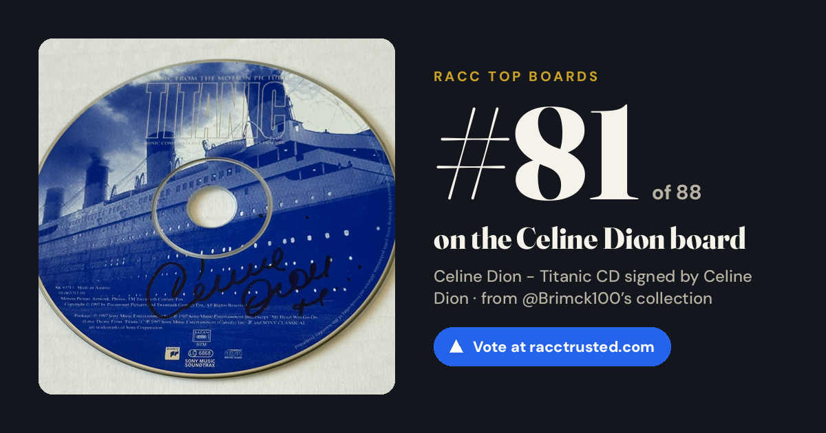 Share card: #81 of 86 on the Celine Dion board