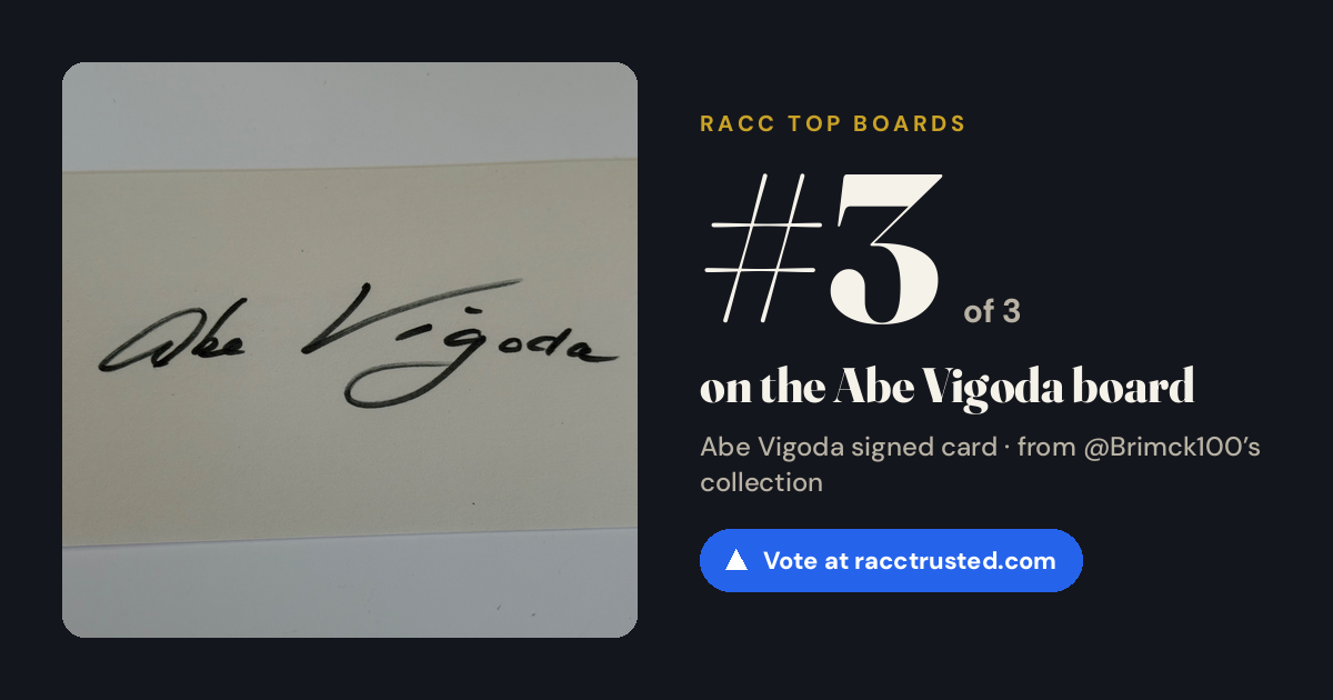 Share card: #3 of 3 on the Abe Vigoda board