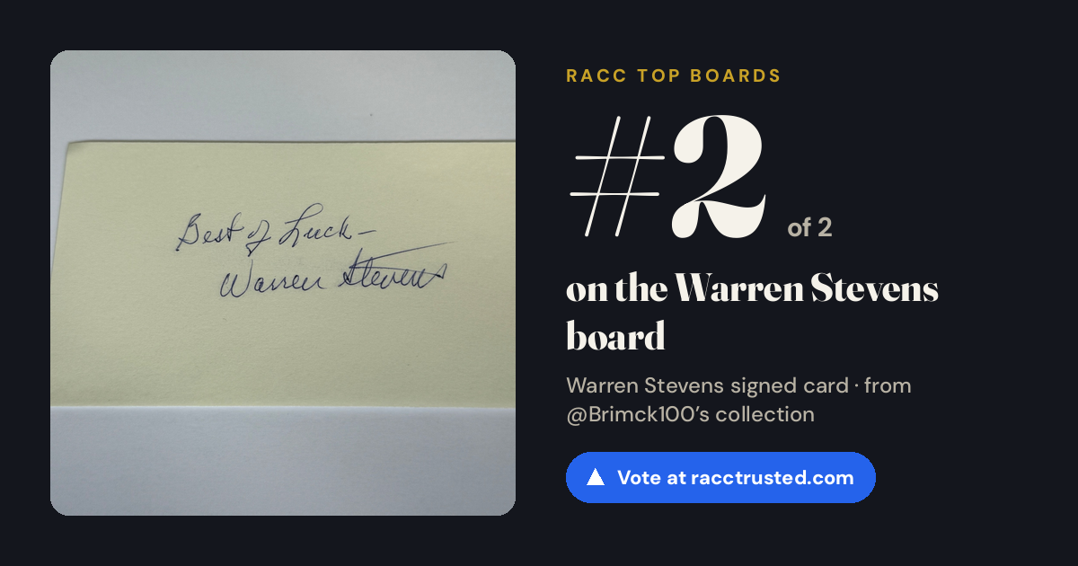 Share card: #2 of 2 on the Warren Stevens board