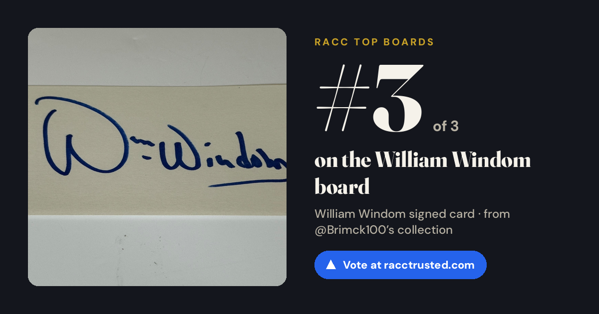 Share card: #3 of 3 on the William Windom board