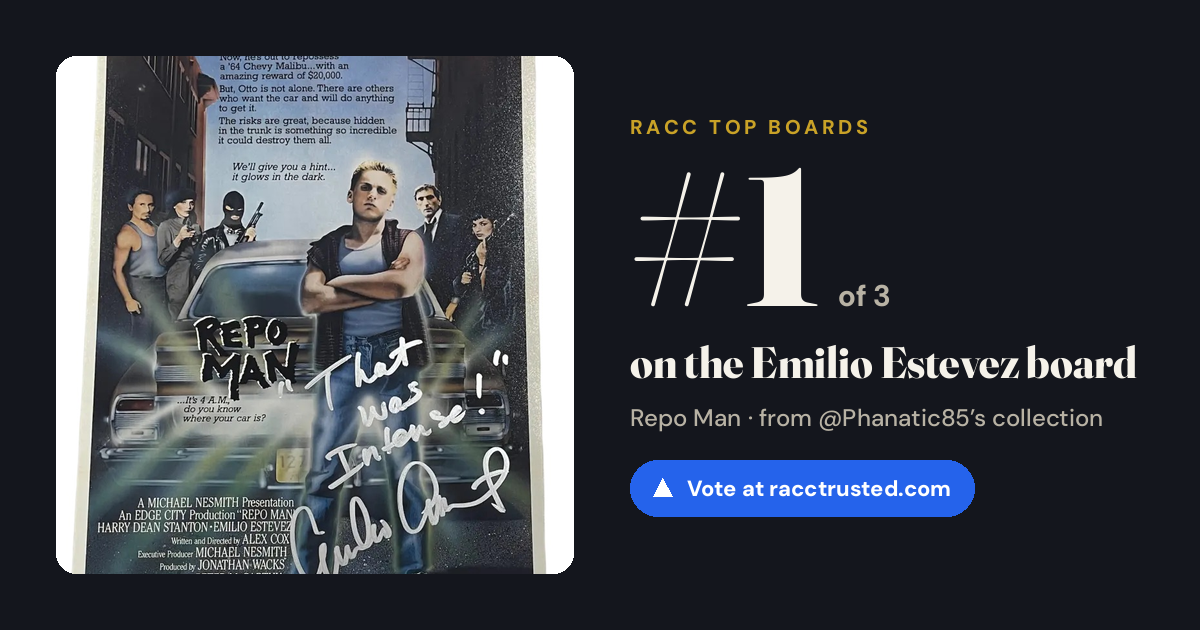 Share card: #1 of 3 on the Emilio Estevez board