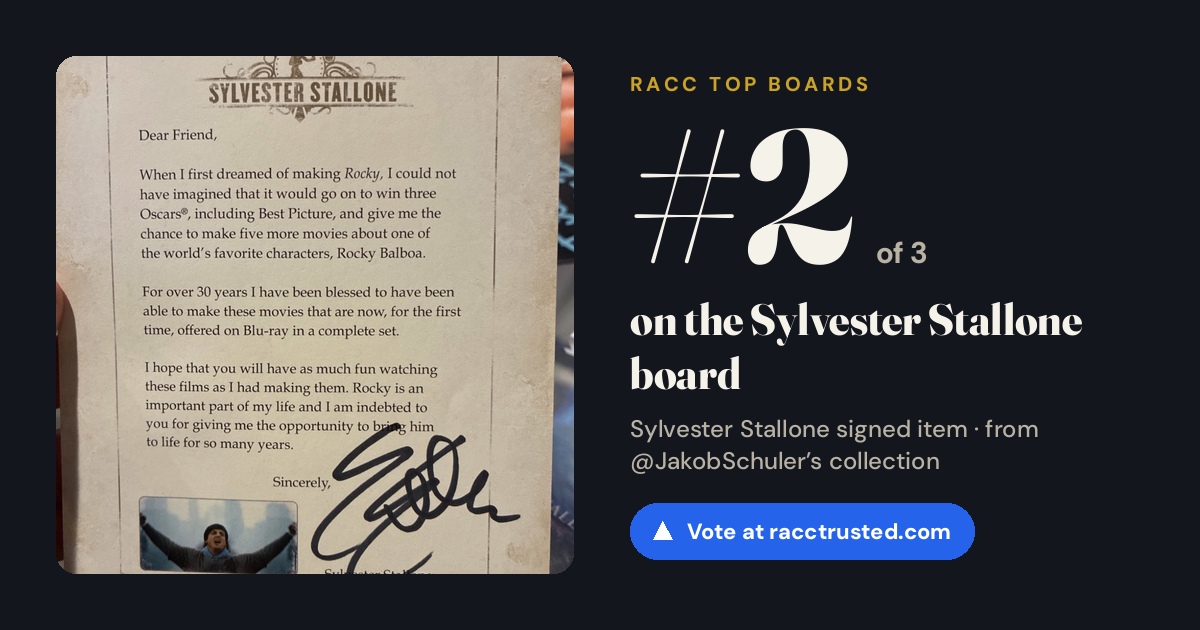 Share card: #2 of 3 on the Sylvester Stallone board