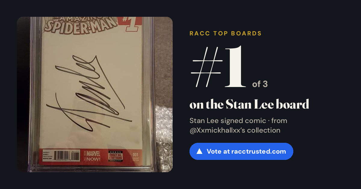 Share card: #1 of 3 on the Stan Lee board