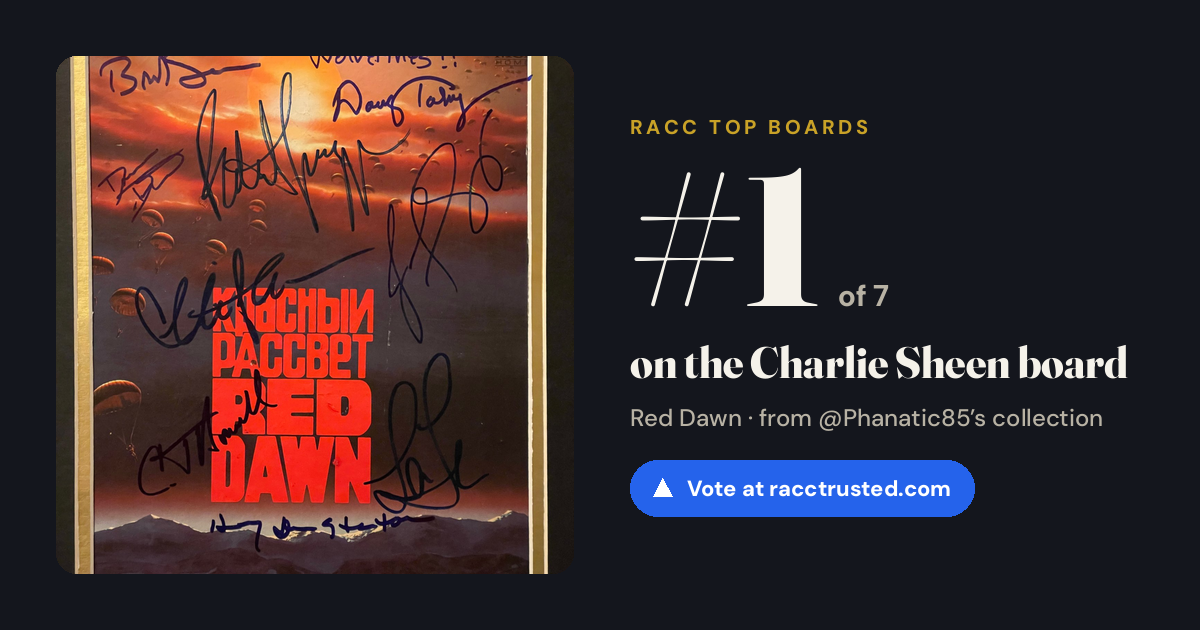 Share card: #1 of 7 on the Charlie Sheen board