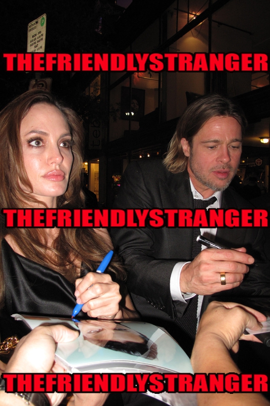 Angelina Jolie Brad Pitt Signing Autograph for RACC Autograph Collector THEFRIENDLYSTRANGER