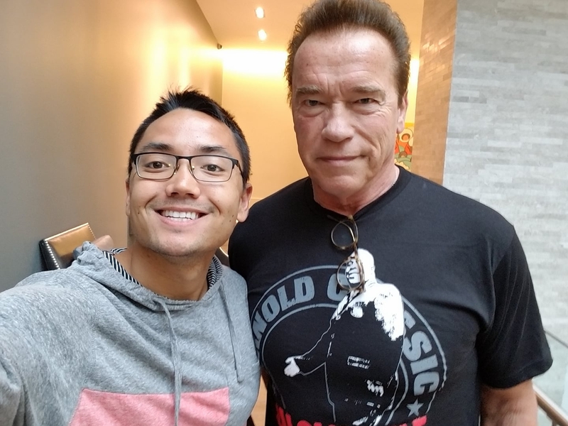 Arnold Schwarzenegger Photo with RACC Autograph Collector Blue Line Signatures