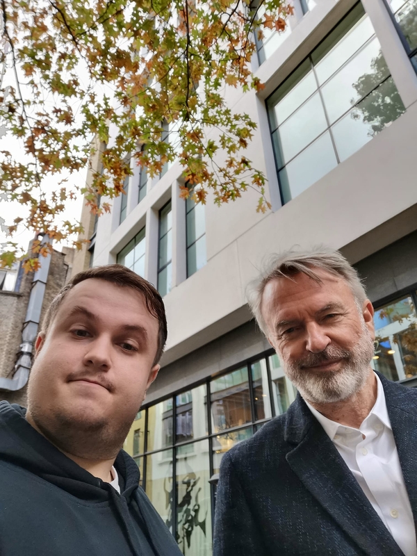 Sam Neill Photo with RACC Autograph Collector Red Dragon Autographs Sam Neill Photo with RACC Autograph Collector Red Dragon Autographs
