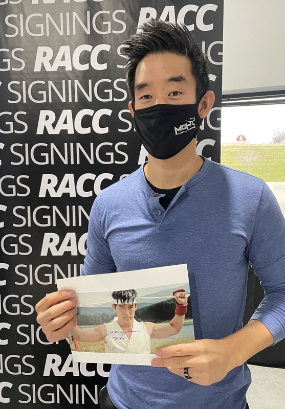 Mike Moh Signing Autograph for RACC Autograph Collector Framing History