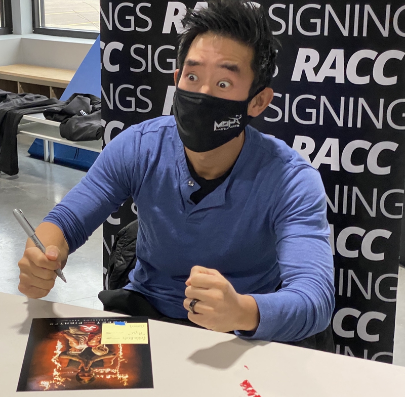 Mike Moh Signing Autograph for RACC Autograph Collector Framing History