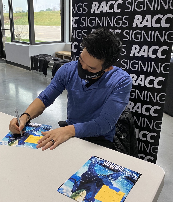 Mike Moh Signing Autograph for RACC Autograph Collector Framing History