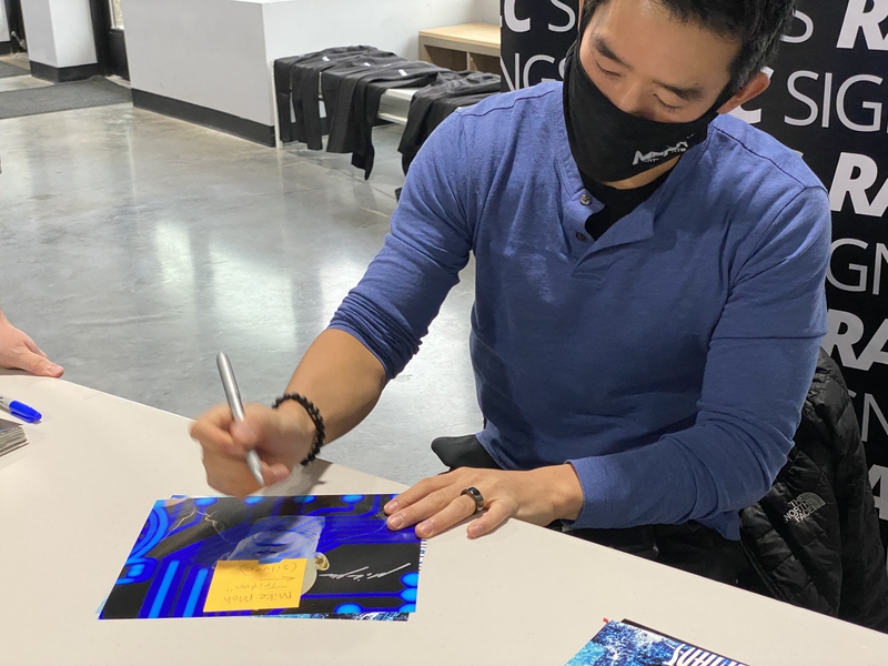 Mike Moh Signing Autograph for RACC Autograph Collector Framing History