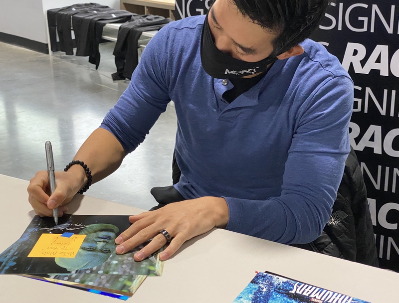 Mike Moh Signing Autograph for RACC Autograph Collector Framing History