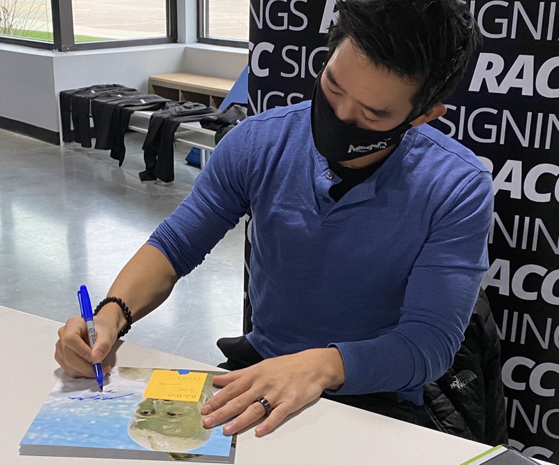 Mike Moh Signing Autograph for RACC Autograph Collector Framing History