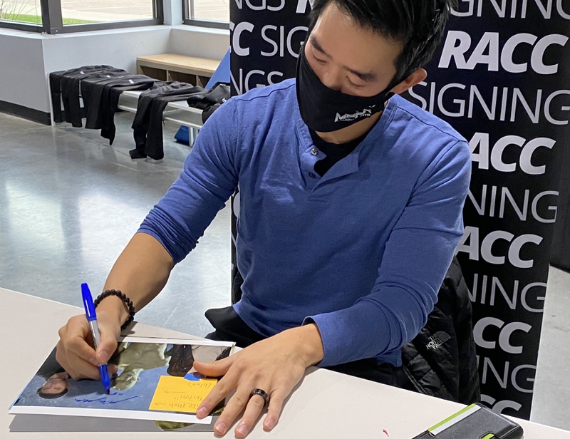 Mike Moh Signing Autograph for RACC Autograph Collector Framing History