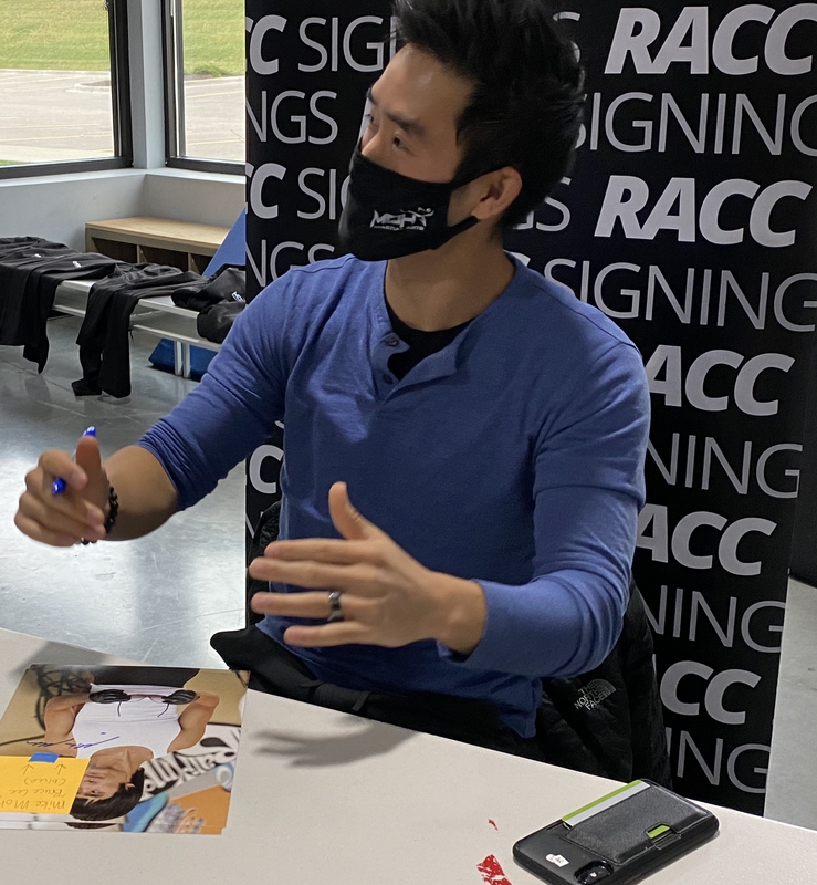 Mike Moh Signing Autograph for RACC Autograph Collector Framing History