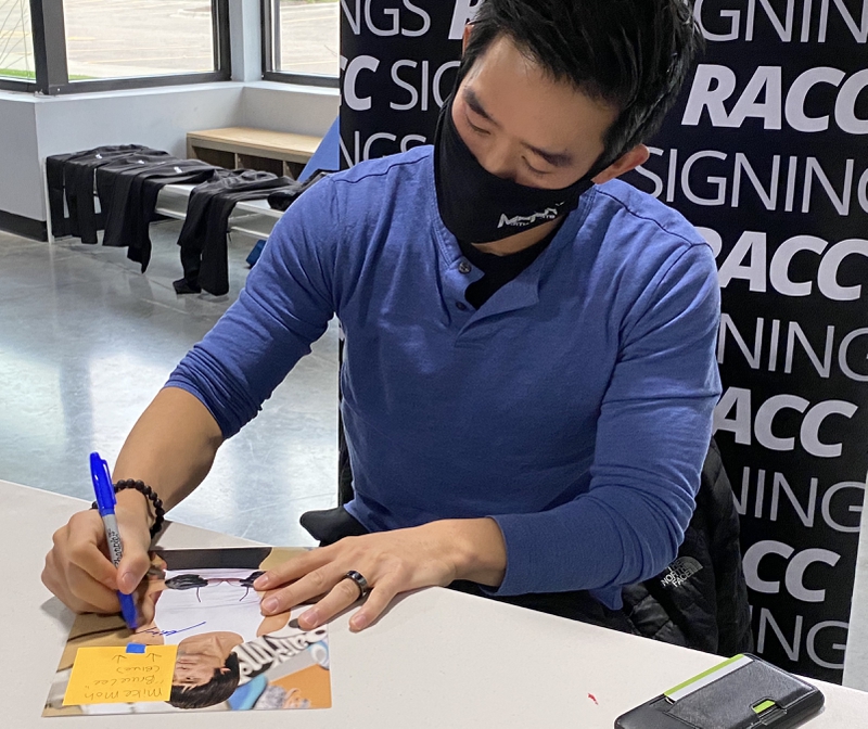 Mike Moh Signing Autograph for RACC Autograph Collector Framing History