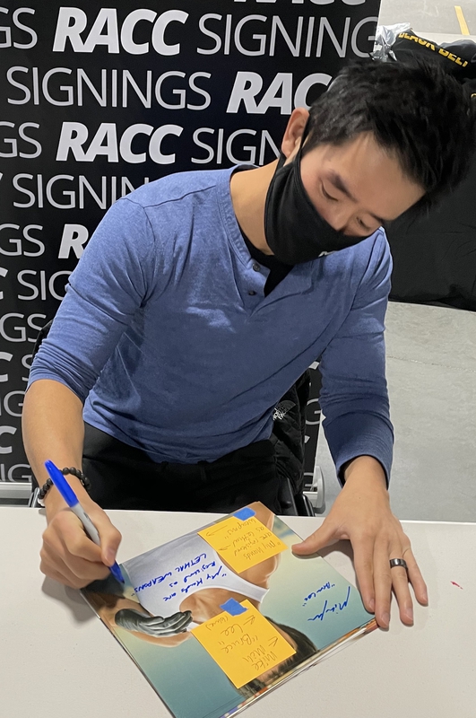 Mike Moh Signing Autograph for RACC Autograph Collector Framing History