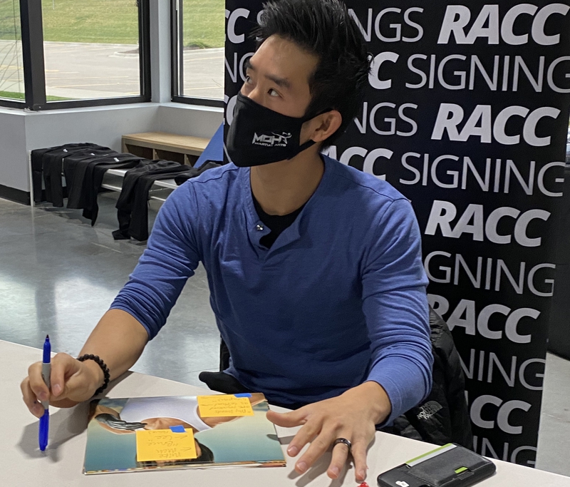 Mike Moh Signing Autograph for RACC Autograph Collector Framing History