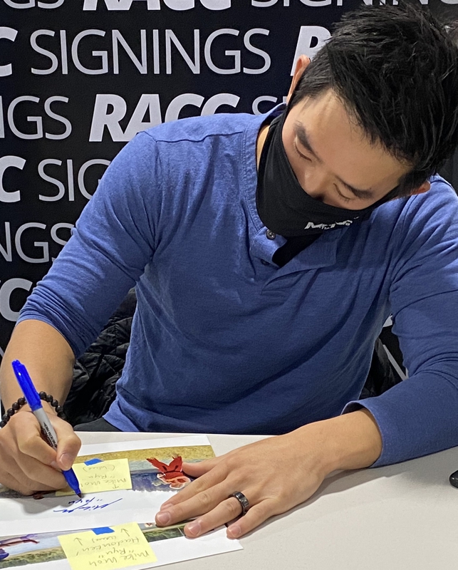 Mike Moh Signing Autograph for RACC Autograph Collector Framing History